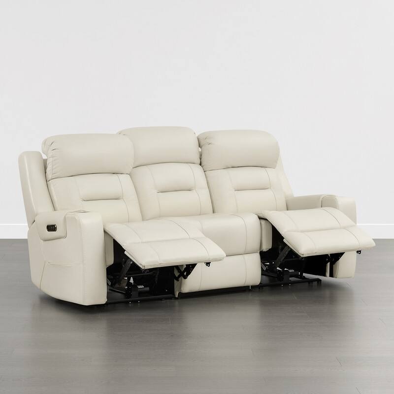 Spruce & Spring Genuine Leather Power Reclining Sofa with Wireless Charging