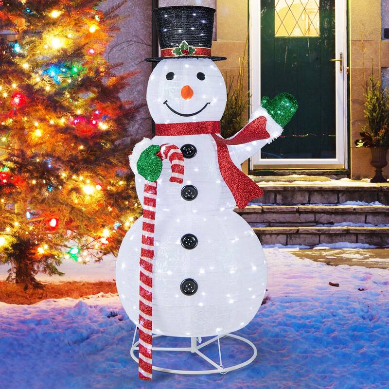 5FT Pre-lit Christmas Snowman Pop-up Xmas Holiday Decoration