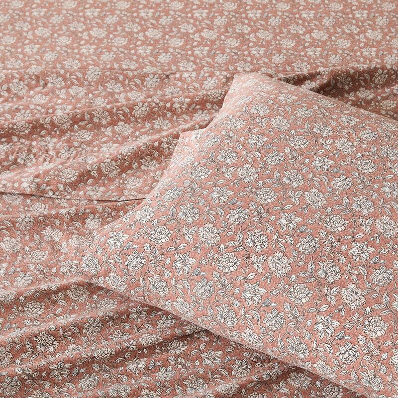 Lush Decor Zara Floral Block Cotton Sheet Set