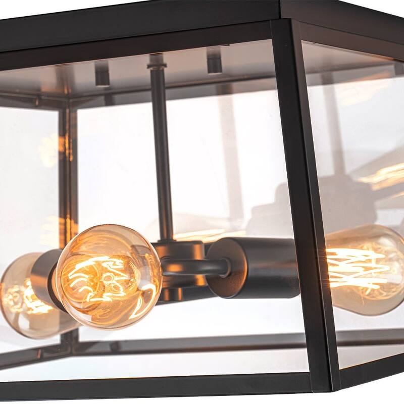 3-Light Modern Farmhouse Square Cage Flush Mount Light 14.6 in