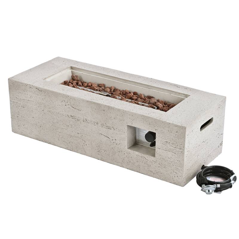 41.9" Outdoor Rectangular Propane Fire Pit 40000 BTU, Heater with Stainless Steel Burner and Free Lava Rocks, Waterproof Cover