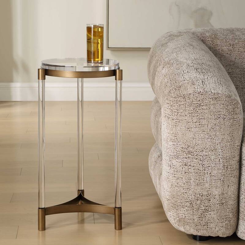 Uttermost Pereira Round Acrylic Accent Table - 13.13" W x 24.88" H x 13.13" D