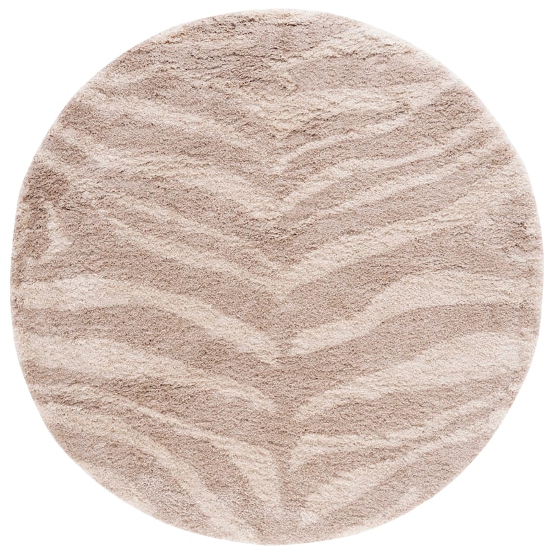 SAFAVIEH Portofino Shag Sjouk 2-inch Thick Rug - 6'7" Round - Ivory/Beige