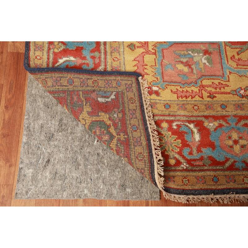 Heriz Serapi Indian Area Rug Hand-Knotted Wool Carpet - 9'0"x 11'10"