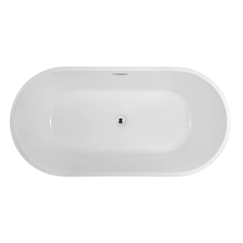 Vanity Art 67" X 32" Non-Slip White Acrylic Freestanding Bathtub