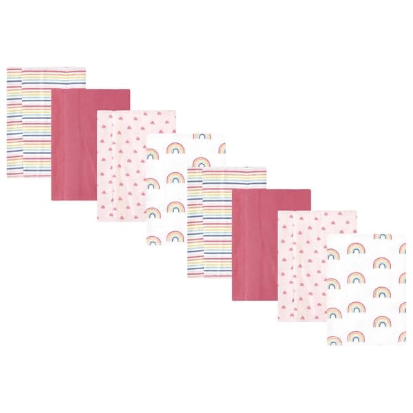 slide 1 of 1, Hudson Baby Girls Cotton Poly Flannel Burp Cloths 8-Pack, Creative Rainbow, One Size - Creative Rainbow 8-Pack - One Size One Size - Creative Rainbow 8-Pack