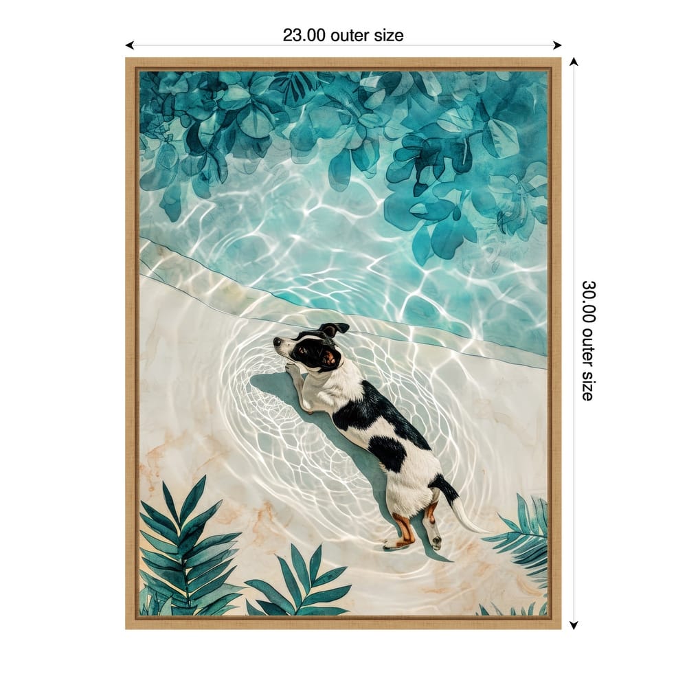 Dogs Life Swimming by Justyna Jaszke Framed Canvas Wall Art