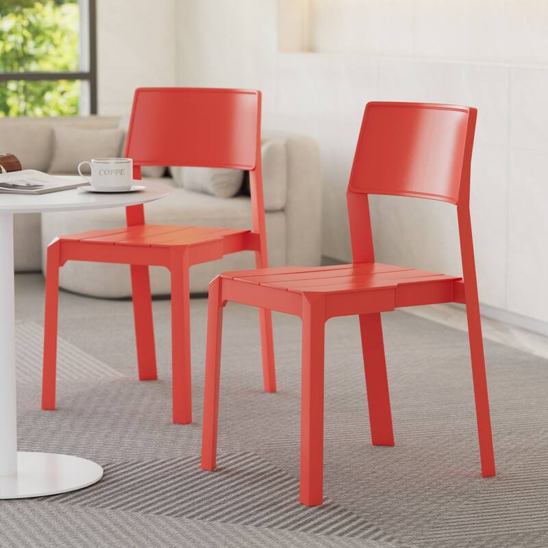 Javlergo 4-Pack Stackable Plastic Chairs for Dining and Patio Space Saving Indoor Outdoor Chairs with Ergonomic Back Support