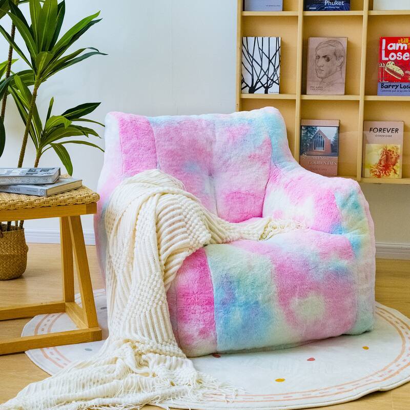 Mieres Faux Fur Fabric Bean Bag Chair, Floor Sofa For Living Room, Bedroom Lazy Sofa