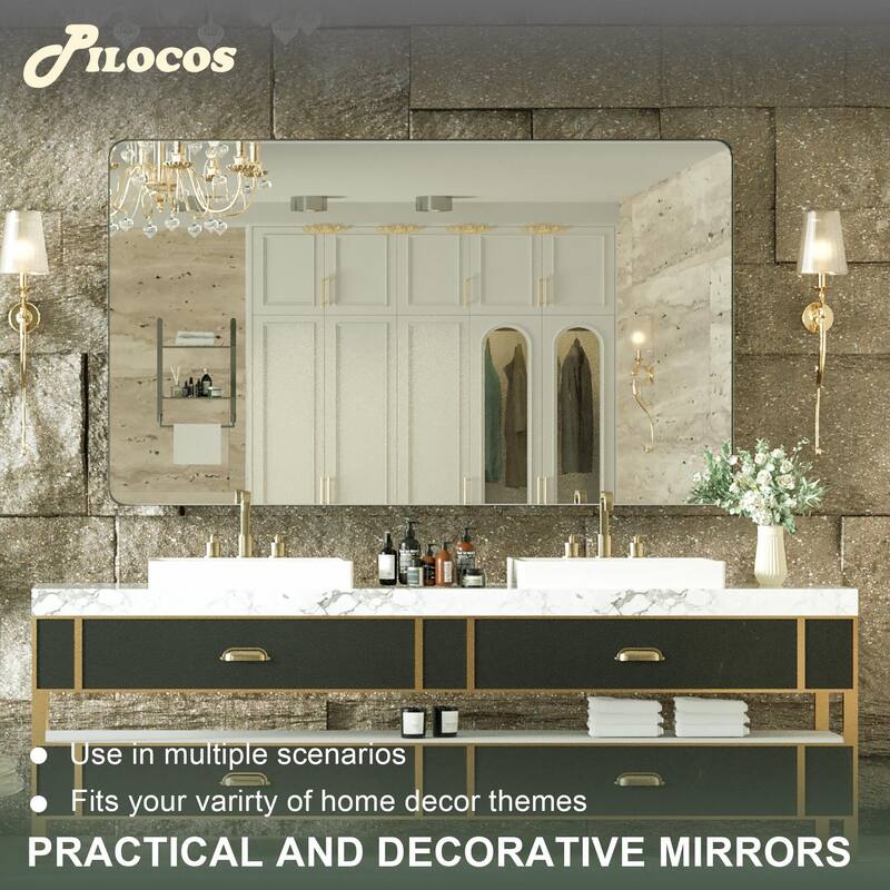 Rectangle Bathroom Mirror for Vanity Wall Mounted Vertical Horizontal Makeup Mirror