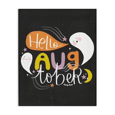 Stupell Hello Augtober with Ghosts Canvas Wall Art Design By Mandy Ford Art + Illustration
