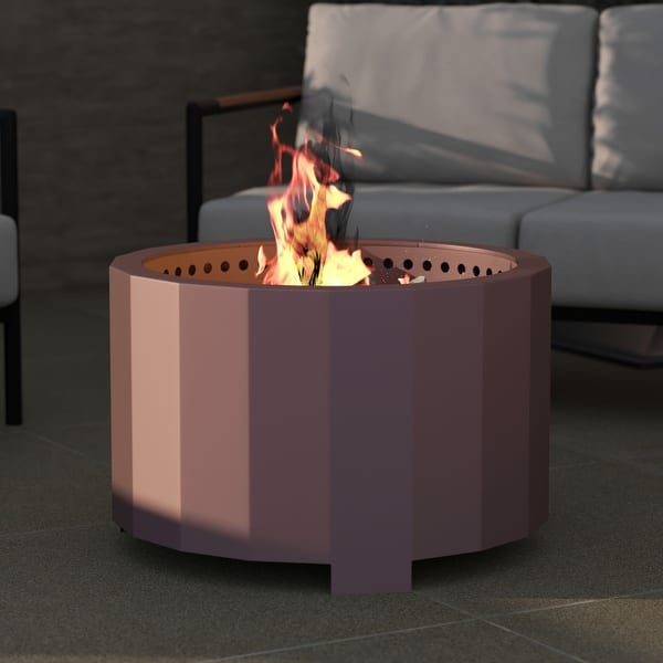 slide 2 of 21, Zephyr 27 inch Smokeless Outdoor Firepit, Natural Wood Burning Portable Fire Pit With Water resistantCover, Black Brown