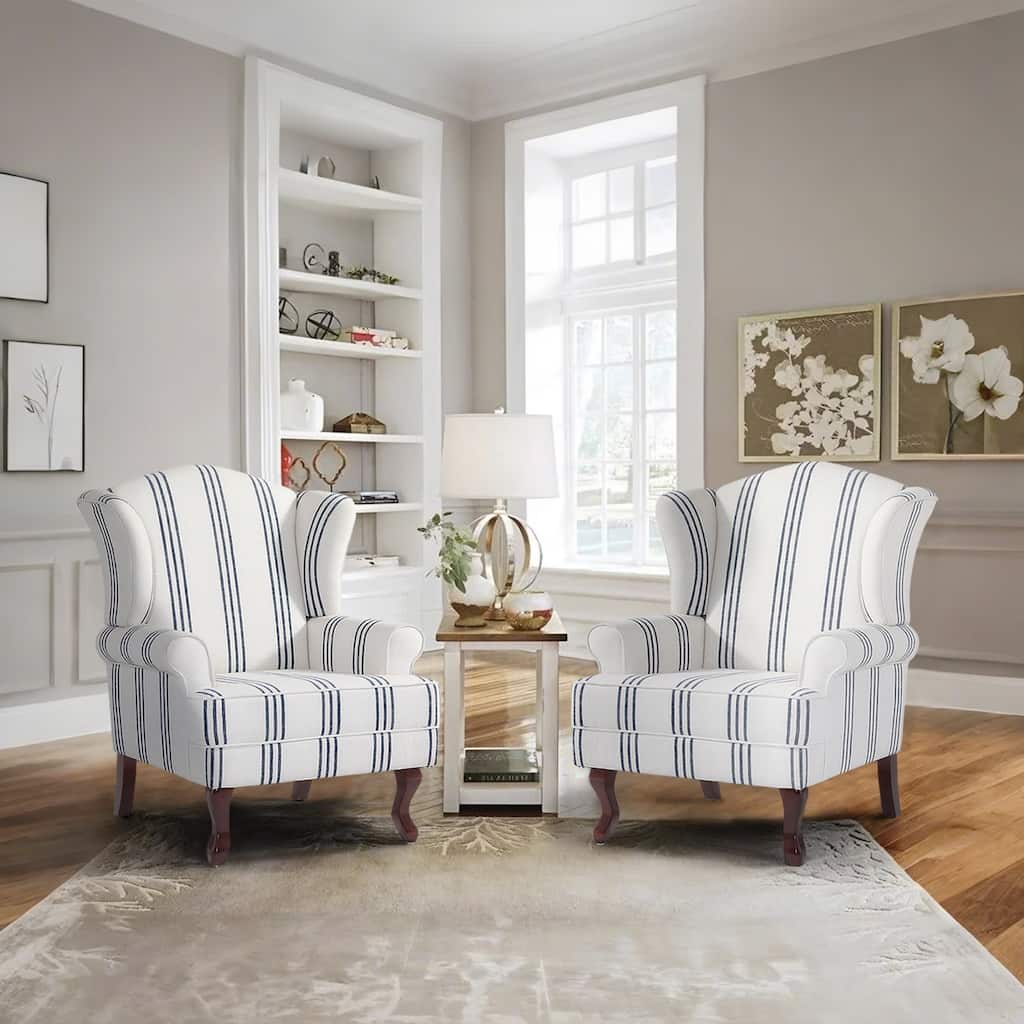 Elegant Living Room Wing Back Arm Chair Upholstered Accent Chair