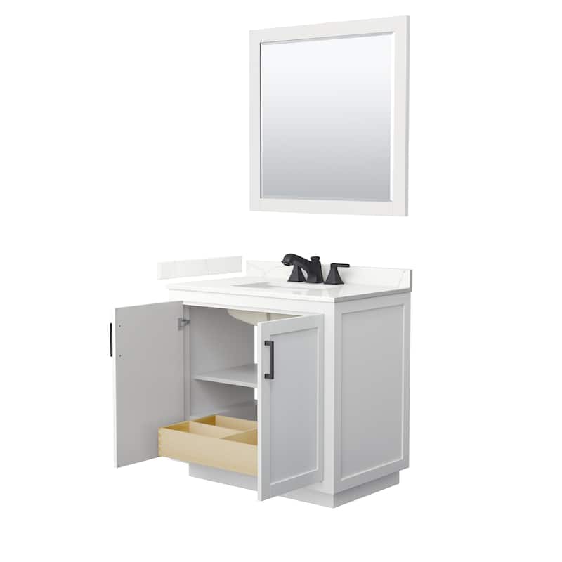 Miranda 36-inch Single Vanity, Quartz Top, 34-inch Mirror