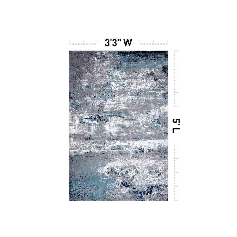 World Rug Gallery Distressed Abstract Watercolor Area Rug