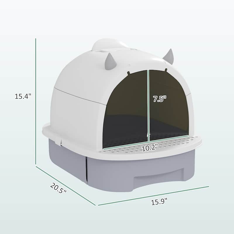 Enclosed Cat Litter Box with Drawer and Deodorizing Bags Scoop Ideal for Small Cats