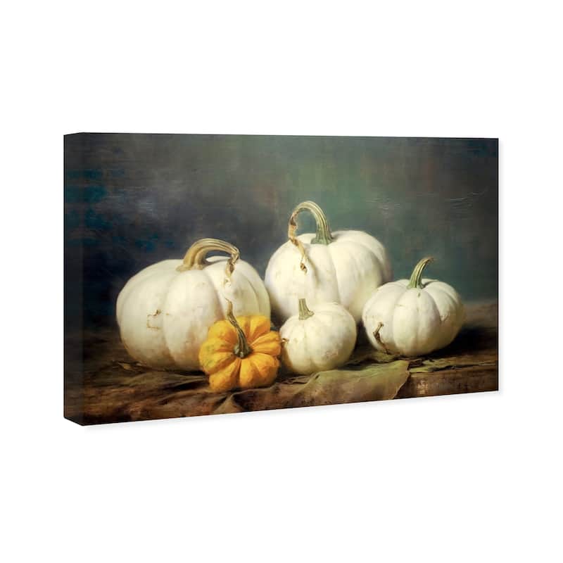 Wynwood Studio Canvas Food and Cuisine Vintage Art of Pumpkins White and Antique White Traditional Wall Art Canvas Print