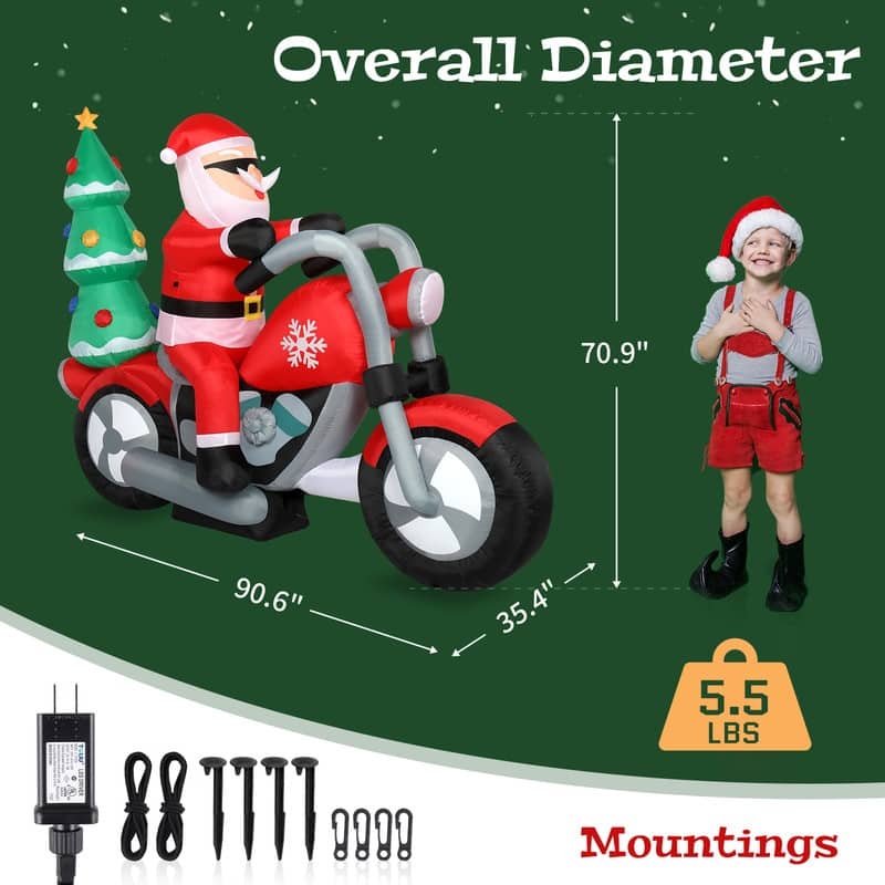 LED Lights Santa Claus Rides Motorcycle Garden Santa Claus Decoration