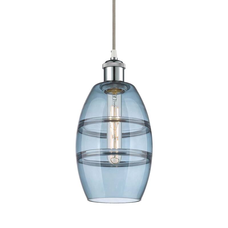 Innovations Lighting 516-1P-9-6 Vaz Pendant Vaz 6" Wide Mini Pendant - White Polished Chrome / Princess Blue