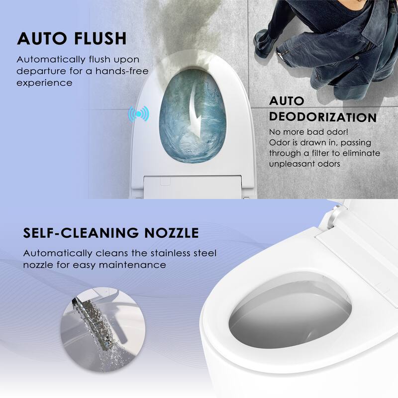 Benolti BN-6100S,1-Piece Tankless Smart Bidet Toilet, Auto Flush, Heated Seat