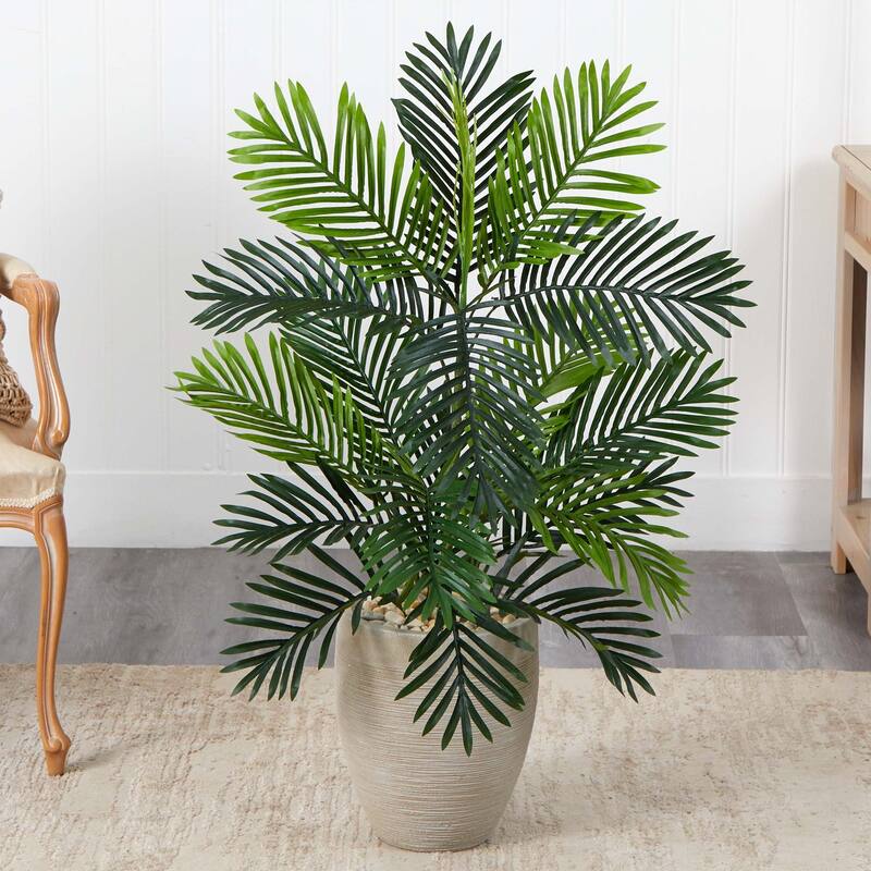 Paradise Palm Artificial Tree in Sand Colored Planter - Green