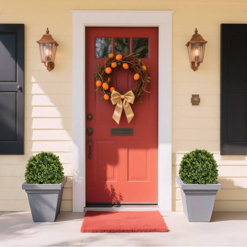 55cm Artificial Topiary Boxwood Ball Trees for Outdoor Front Porch, UV Resistant Faux Shrubs, 2pcs/set