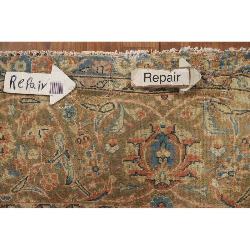 Hand Knotted Oriental 100% Wool Carpet Traditional Floral Oranges & Rust Kashan Area Rug - 13' 2'' X 9' 7''