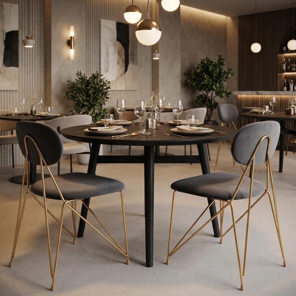 HomeRoots Set of Two Gray And Gold Velvet And Wood And Steel Open Back Dining Side Chairs - 19.00 in. x 31.10 in. x 21.00 in.