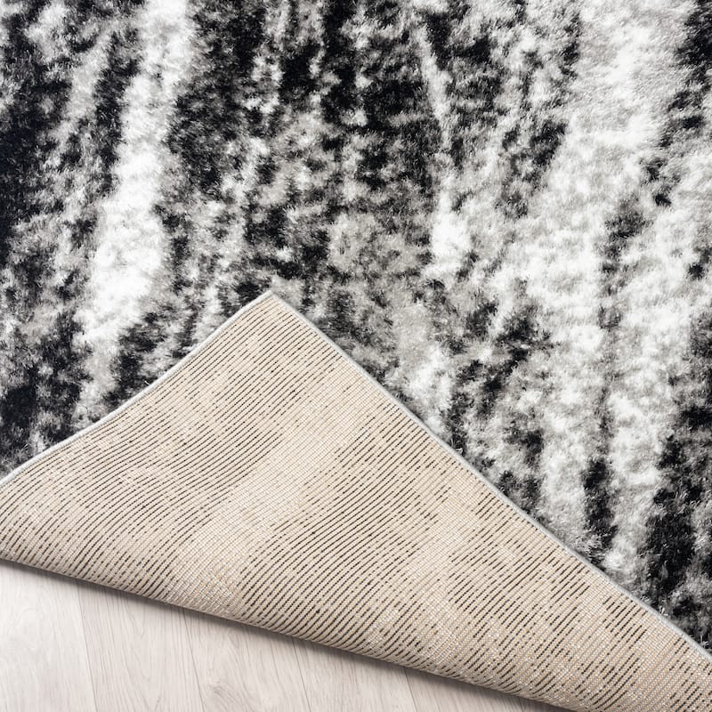 Zenith Abstract Shag Grey Tones Area Rug