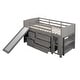 preview thumbnail 7 of 17, Low Twin Size Loft Bed with Cabinets, Shelves and Slide, Grey