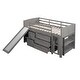 preview thumbnail 4 of 18, Versatility Low Twin Size Wood Loft Kids Bed with Cabinet,Shelf,Slide