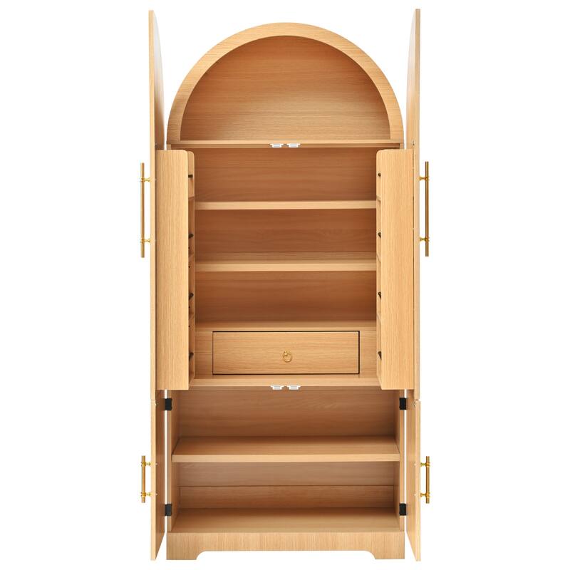72" Arched Pantry Cabinet with 8 Shelves, Hidden Drawer for Kitchen, Dining & Bathroom
