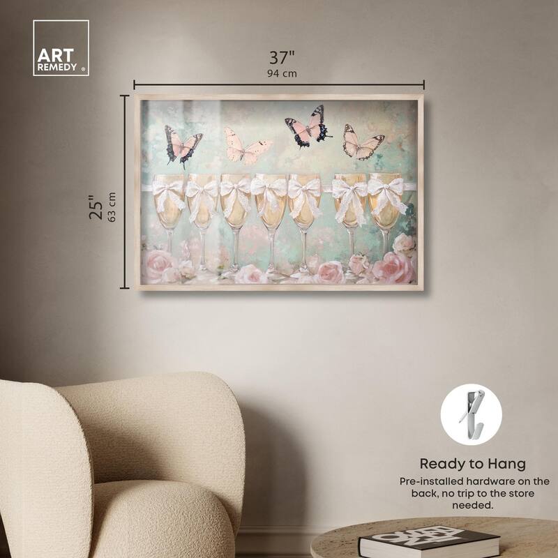 Champagne Mint and Pink Glass Shadowbox by Art Remedy