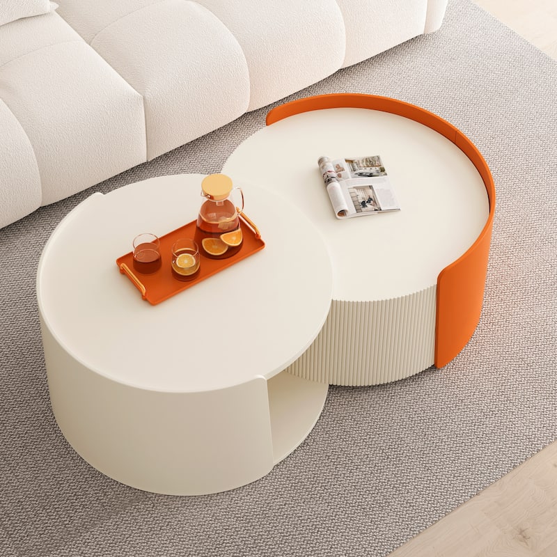 Nesting Table Charming Coffee Table Set of 2 Center Table - Antique White