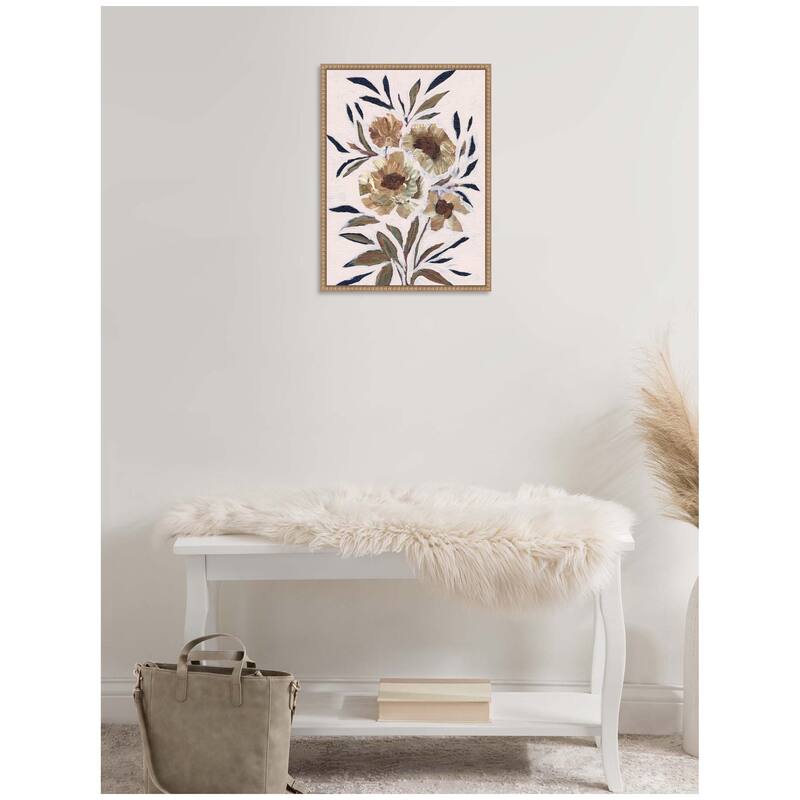 Kate and Laurel Sylvie Muted Paintrely Florals Framed Canvas by Nikita Jariwala