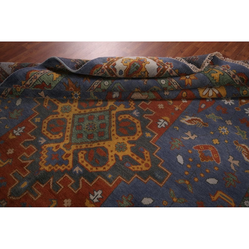 Tribal Geometric Shiraz Oriental Area Rug Hand-Knotted Wool Carpet - 8'11"x 11'6"