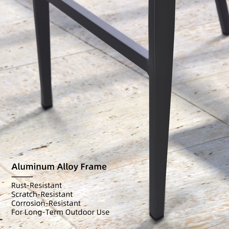 PURPLE LEAF Outdoor Dining Chairs Set of 2 Patio Bar Hight Stools with Cushion