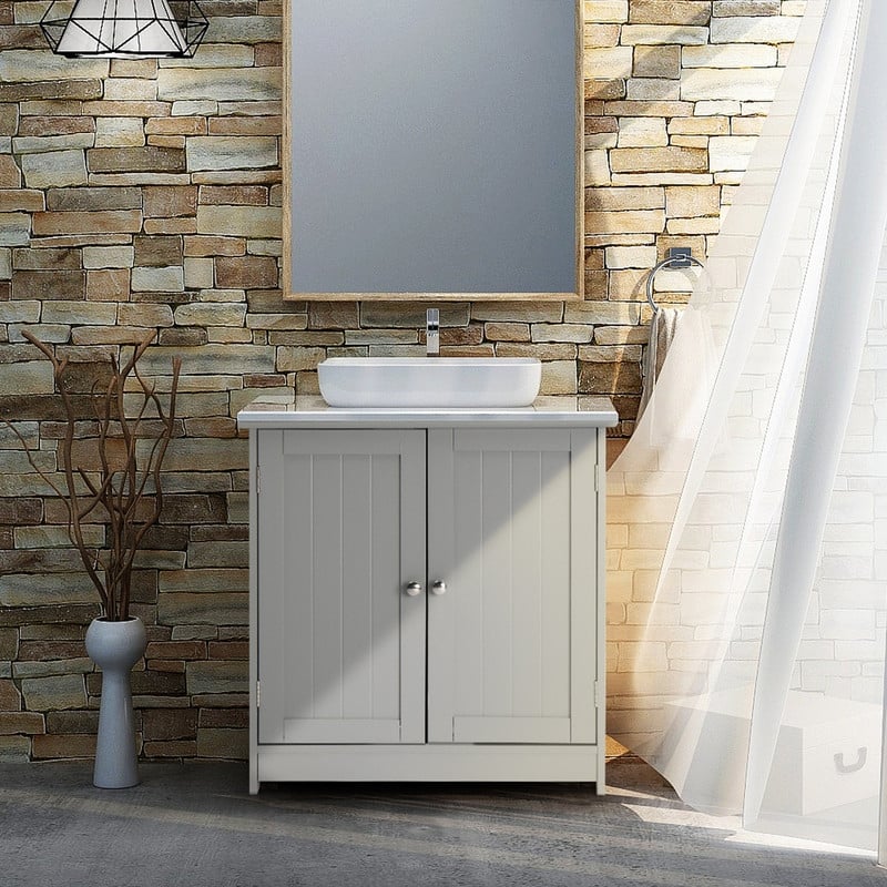 Modern Pedestal Under Sink Storage Bathroom Vanity Cabinet