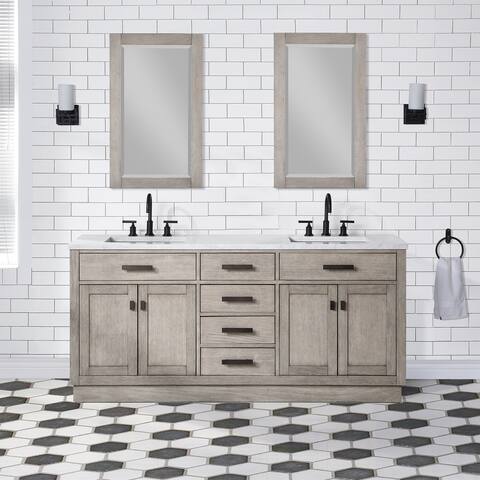 Chestnut 72" Double Bathroom Vanity Vanity with Mirror(s) and Faucet(s)