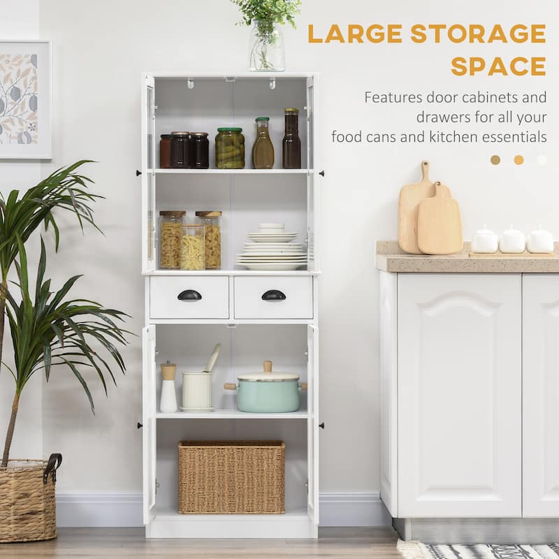 HOMCOM 61" Freestanding Kitchen Pantry,Storage Cabinet with Soft Close Doors, Adjustable Shelves and 2 Drawers