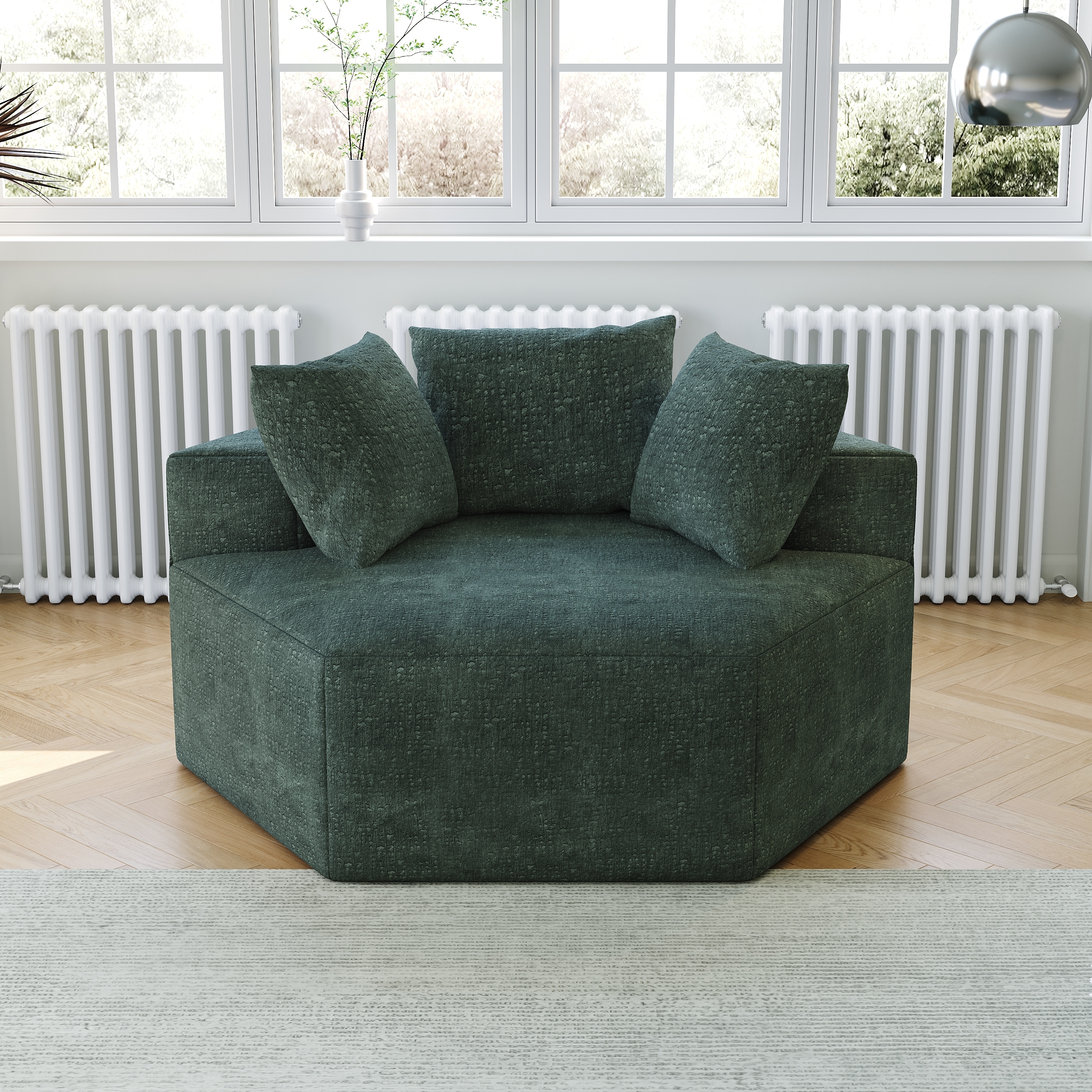 54'' Hexagon Chenille Modular Cloud Single Sofa Chair with Pillow
