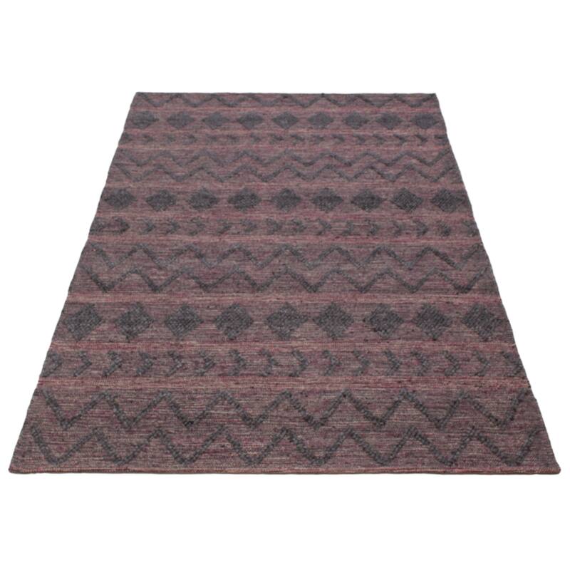 ECARPETGALLERY Braid weave Sienna Grey Wool Rug - 6'0 x 9'0