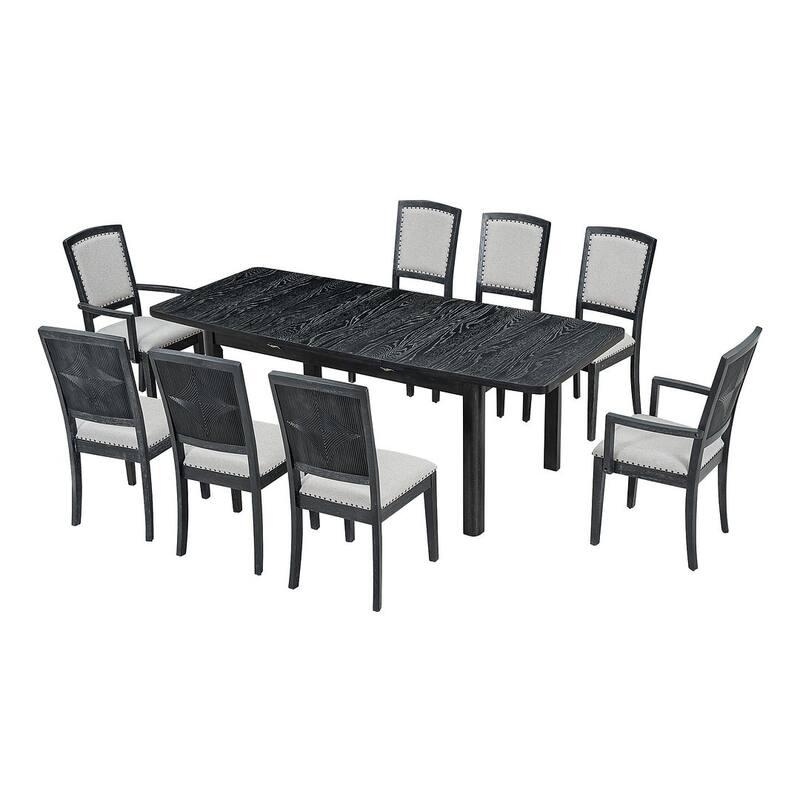 Rustic 9 PCS Extendable Dining Table Set for 8 with Removable Leaf