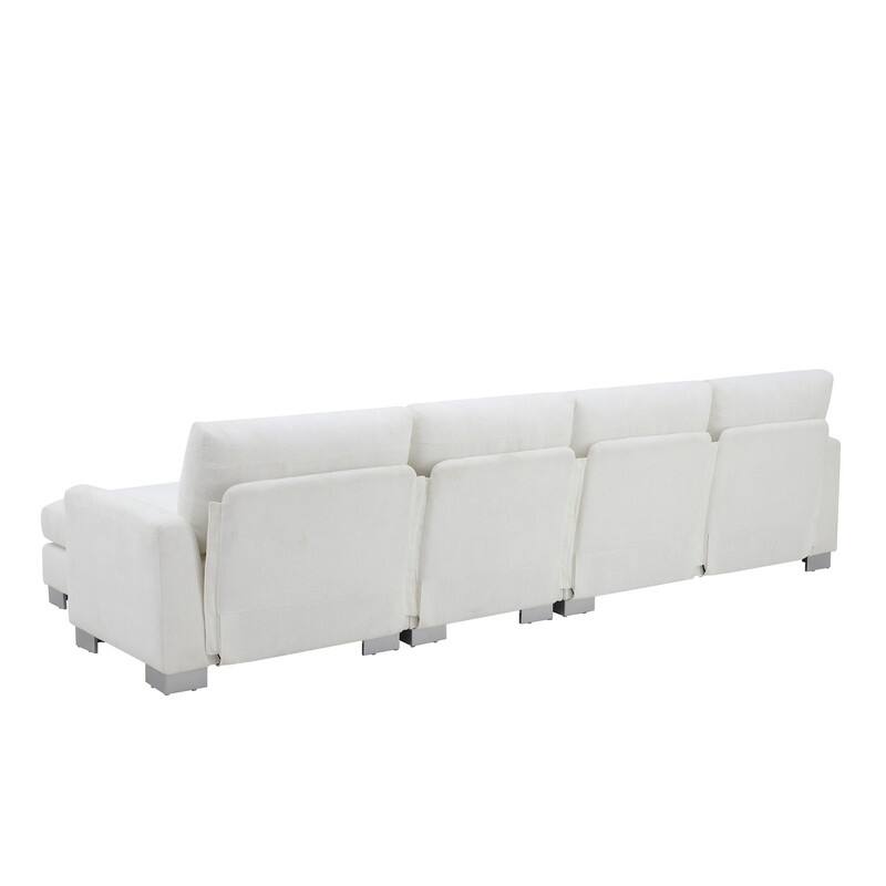 119" Modern Four-Seat L-Shaped Sofa with Two Pillows