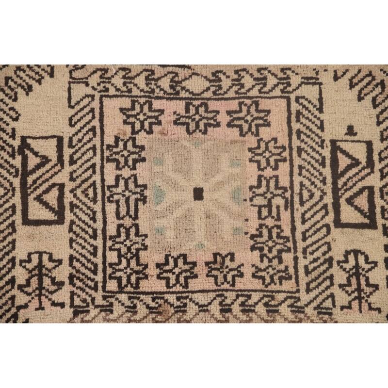 Meshkin Persian Vintage Runner Rug Handmade Wool Carpet - 3'6"x 10'3"