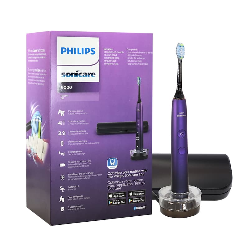 PHILIPS Sonicare 9000 Special Edition Rechargeable Toothbrush, Black/Purple, HX9911/91 - Black/Purple