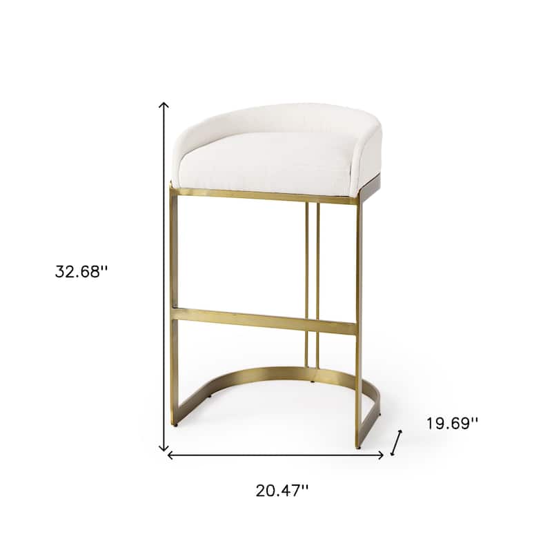 HomeRoots 35" White Nickel Low back Bar Chair - 19.69"W x 20.47"D x 32.68"H