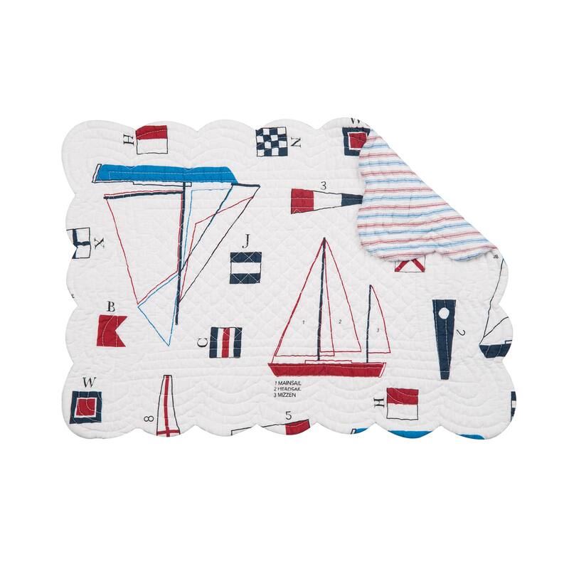 Windward Port Cotton Quilted Rectangular Reversible Placemat Set of 6 - Set of 6