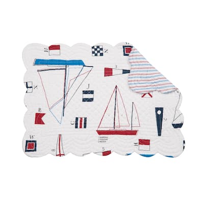 Windward Port Cotton Quilted Rectangular Reversible Placemat Set of 6 - Set of 6