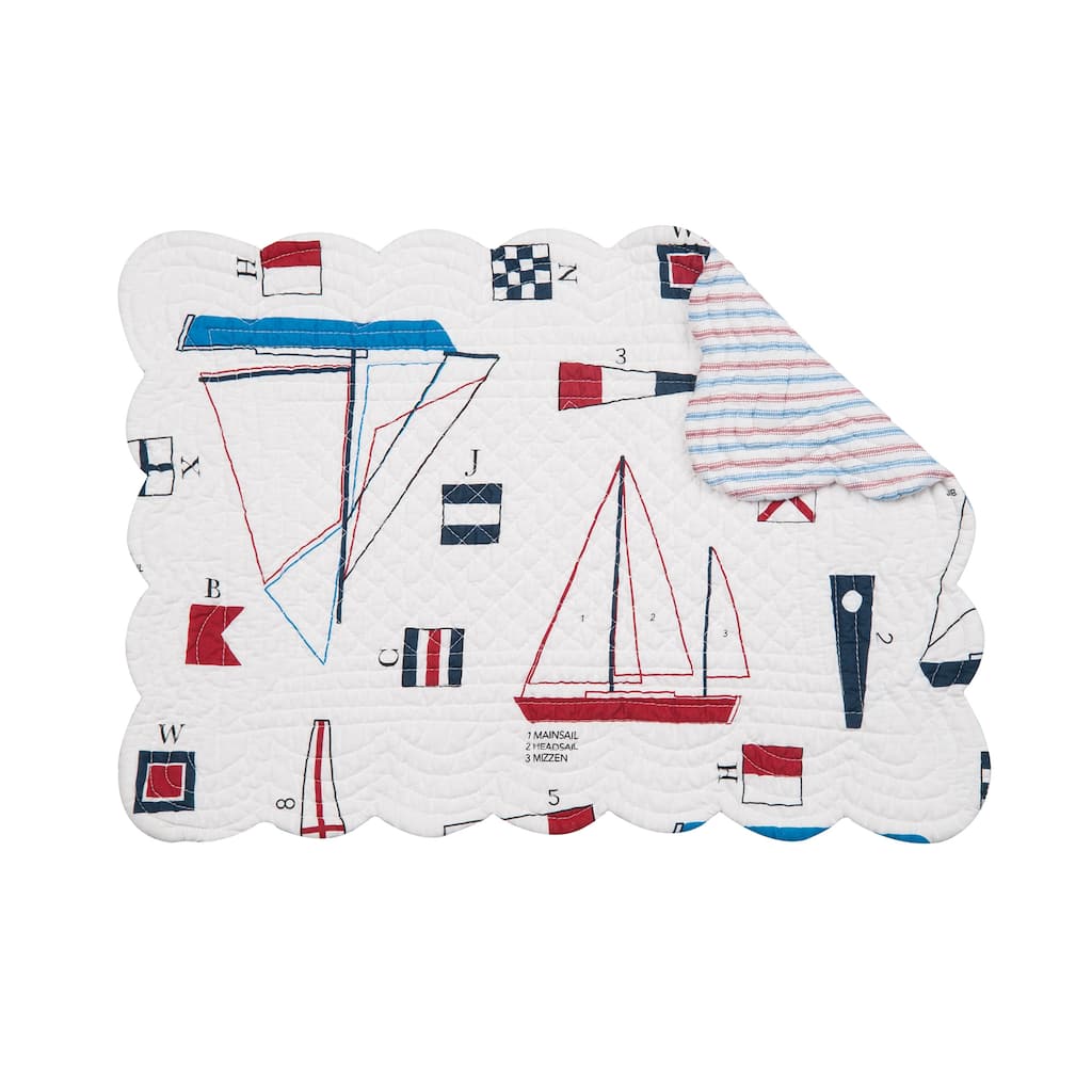 Windward Port Cotton Quilted Rectangular Reversible Placemat Set of 6 - Set of 6